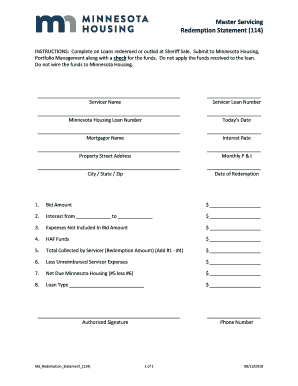 Redemption Statement Sample  Form