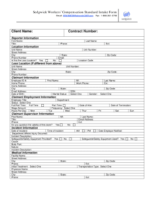 Workers Compensation Standard Intake Form