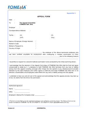 Fomema Appeal Form Appendix 6