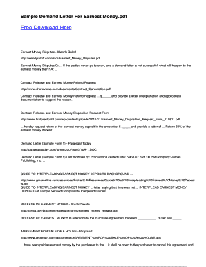 Earnest Money Demand Letter Sample  Form