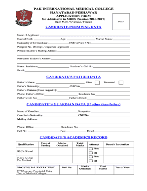 Mbbs Admission Form PDF