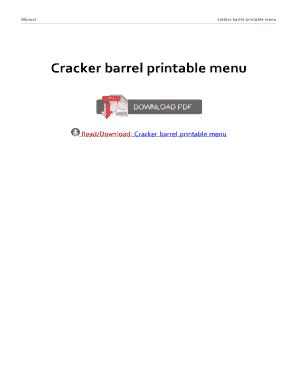 Printable Cracker Barrel Menu PDF  Form
