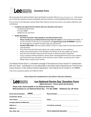 Lee National Denim Day Donation Form