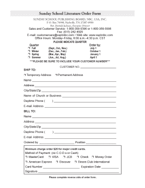 Sunday School Publishing Board Order Form 2018-2025