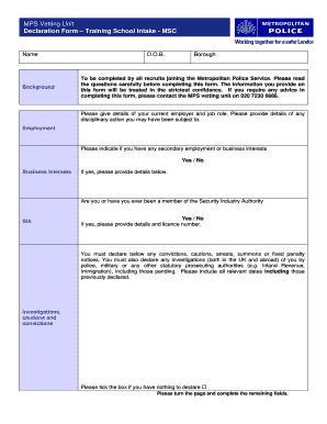 Met Police Vetting Form