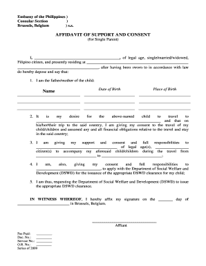 Dswd Affidavit of Support and Consent Form