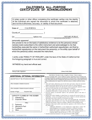 California All Purpose Acknowledgment Form - Fill Out and Sign Printable  PDF Template | signNow