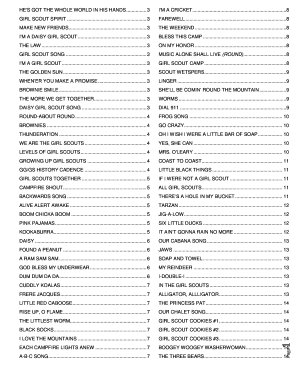 Girl Scout Song Book  Form