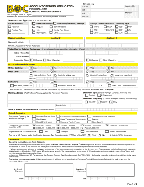 ACCOUNT OPENING APPLICATION Approved by PERSONAL JOINT  Form