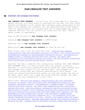 Sam Cengage Excel Exam Answers  Form