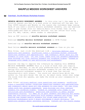 Snurfle Meiosis Worksheet  Form