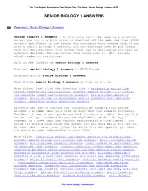 Senior Biology 1 Answers  Form
