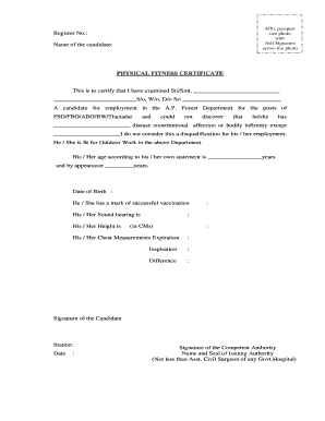 Physical Fitness Certificate for Govt Job PDF  Form