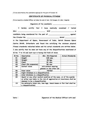 Medical Fitness Certificate Issued by Civil Surgeon PDF  Form