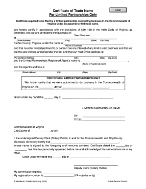Fictitious Name Certificate  Form