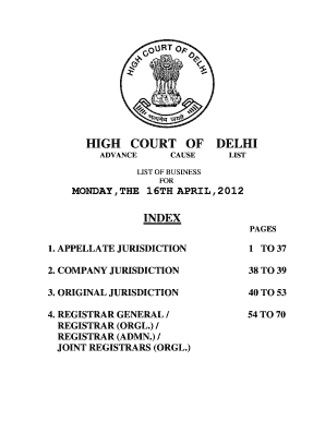 Delhi High Court Display Board  Form