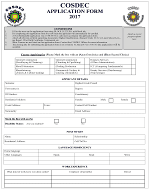 Cosdec Application Forms