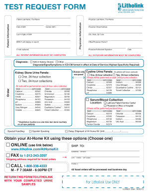 Printable Labcorp Test Request Form PDF