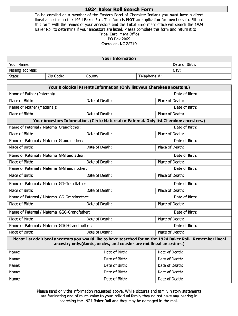 Baker Roll Search  Form