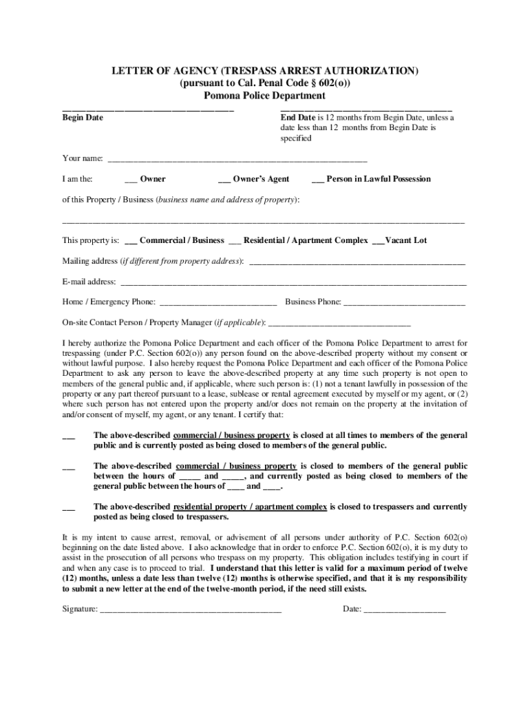 Letter of Authorization Form