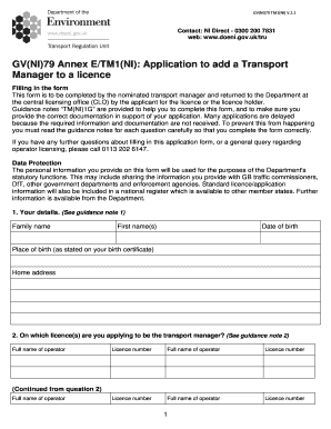 GVNI79 Annex ETM1NI Application to Add a Transport Doeni Gov  Form