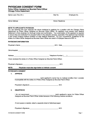 Chicago Police Medical Section  Form
