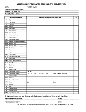 LIMBS for LIFE FOUNDATION COMPONENTRY REQUEST FORM Limbsforlife