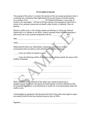 Conflict of Interest Form Template