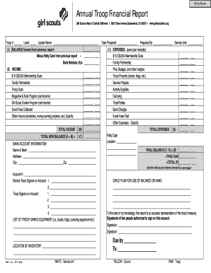 Girl Scout Dues  Form