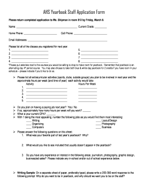 AHS Yearbook Staff Application Form Auburn City Schools Auburnschools