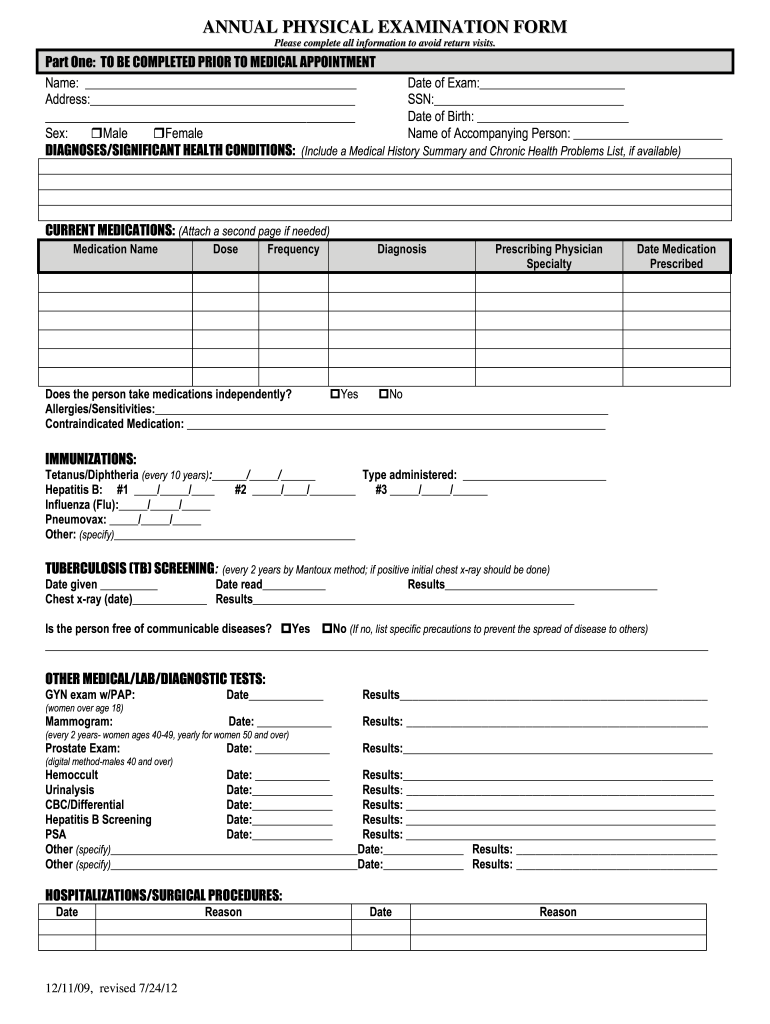 Get and Sign Basic Physical Exam Form PDF 2012-2022