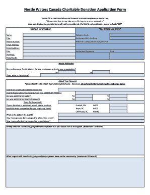 The Charitable Donations Application Form Nestle Waters Nestle Waters