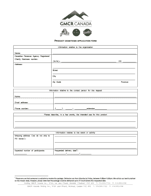 PRODUCT DONATIONS APPLICATION FORM Van Houtte