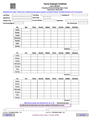 Hourly Employee Timesheet San Juan College Sanjuancollege  Form