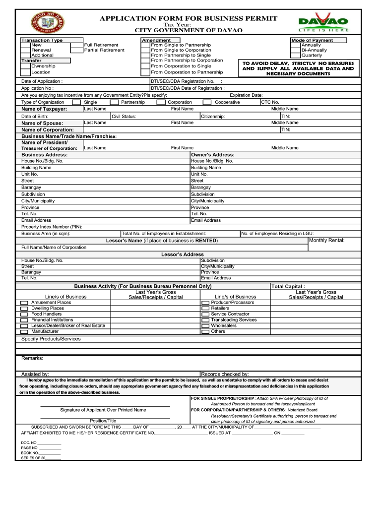 Business Permit Application Form
