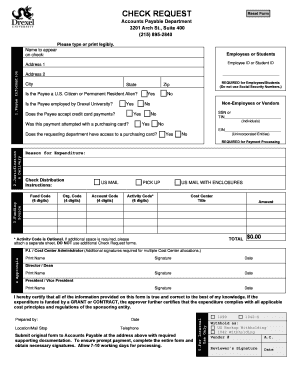 Check Request Form Drexel University Drexel