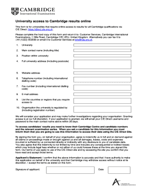 Cambridge University Application Form PDF