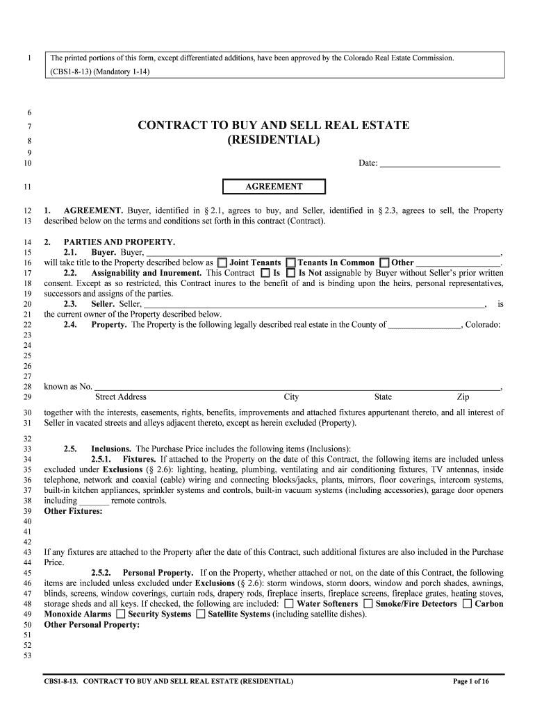  Colorado Real Estate Contract 2013