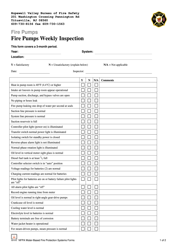 Nfpa Fire Pump Testing Forms