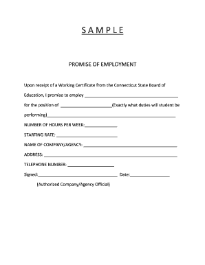 Promise of Employment  Form