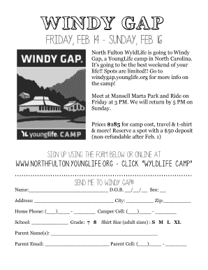 Windy Gap Flyer 14 PDF Young Life North Fulton  Form