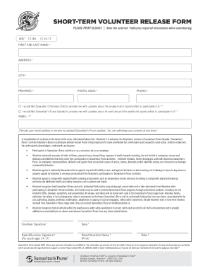 Operation Christmas Child Volunteer Waiver Form