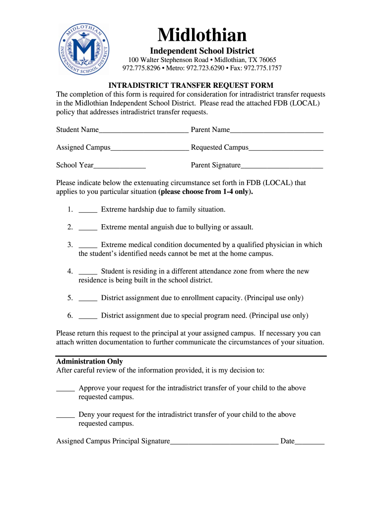 Midlothian Isd Form