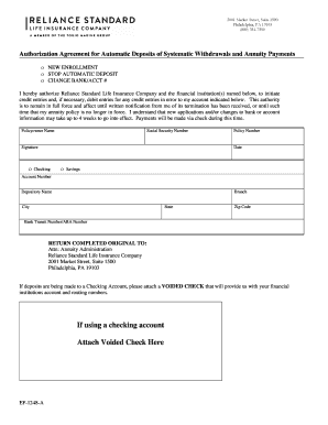 Automatic Payroll Deposit Form Reliance Standard