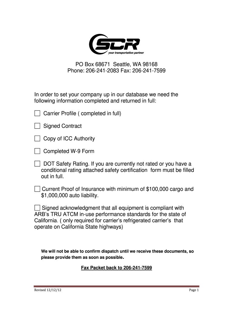  SCR Carrier Packet  SCR Air 2012