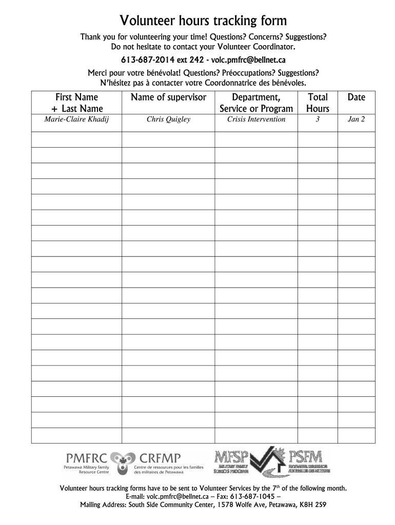 Community Service Hours Form Template from www.signnow.com