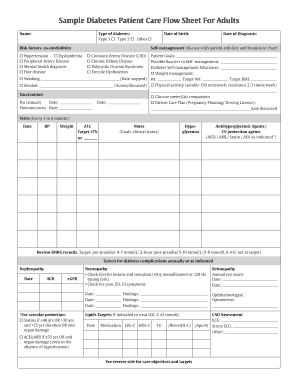 Diabetic Flow Sheet  Form