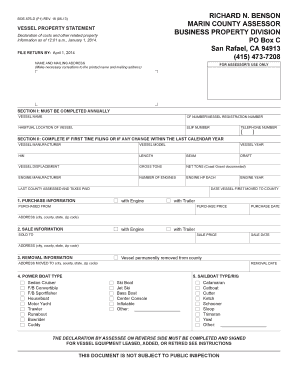 Vessel Property Statement  Form