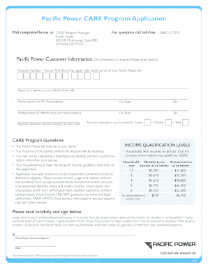 Pacific Power CARE Program Application Pacificpower  Form