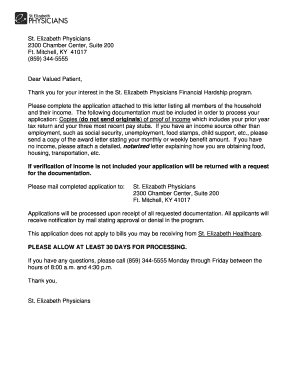 Financial Hardship Form for Patients